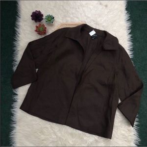 Talbots Open Front Brown Irish Linen Blazer